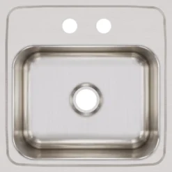 Elkay Lustertone 15" Stainless Steel Bar Sink, Lustrous Satin, 2 Faucet Holes, BLR152