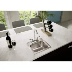 Elkay Lustertone 15" Stainless Steel Bar Sink, Lustrous Satin, 2 Faucet Holes, BLR152
