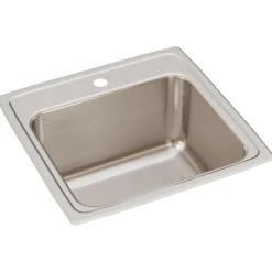 Elkay Lustertone 20" Stainless Steel Laundry Sink, Lustrous Satin, 1 Faucet Hole, DLR1919101
