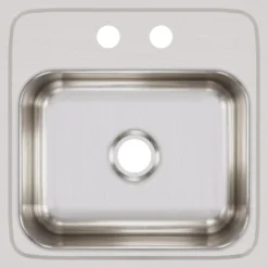 Elkay Lustertone 15" Stainless Steel Bar Sink, Lustrous Satin, 2 Faucet Holes, BLR15602