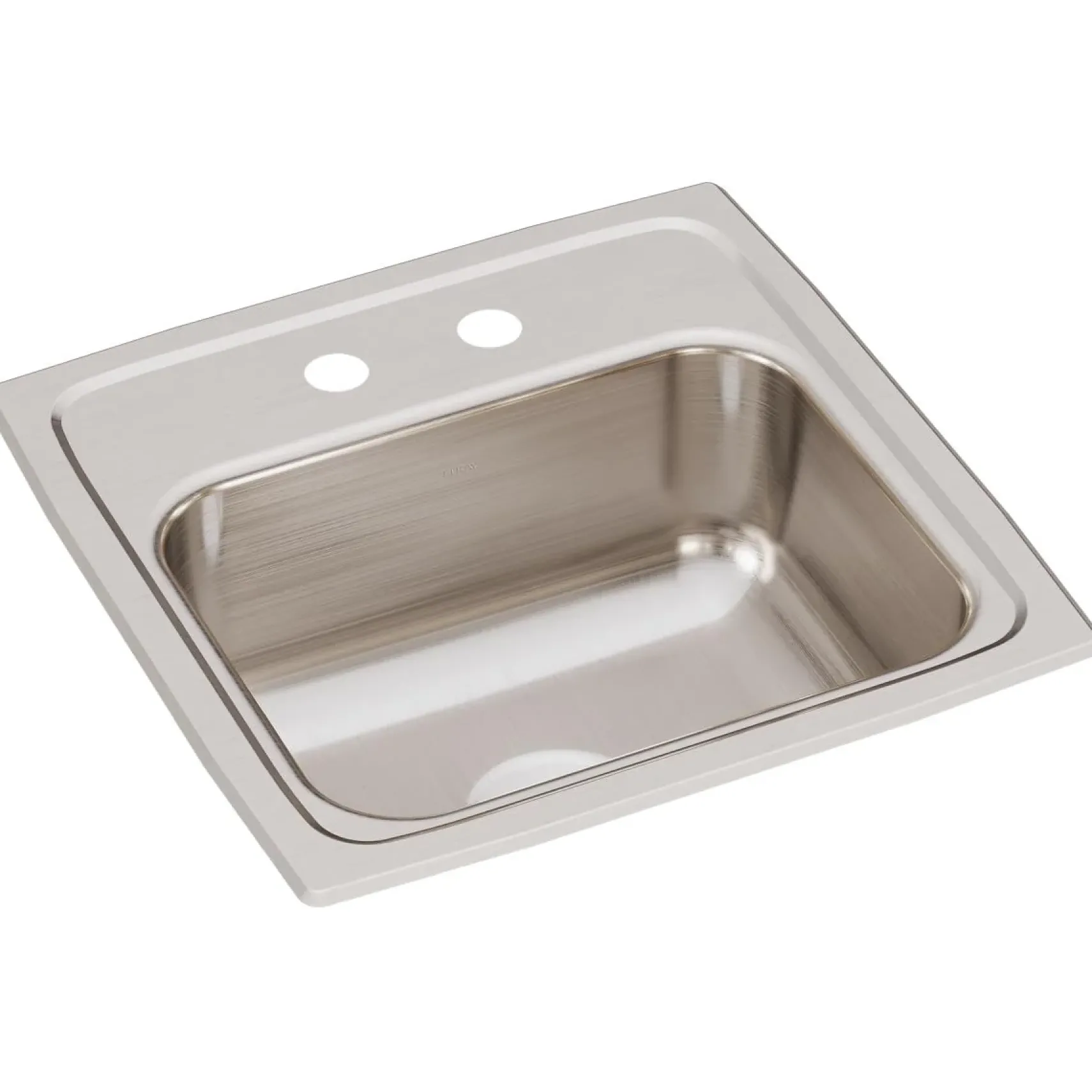 Elkay Lustertone 15" Stainless Steel Bar Sink, Lustrous Satin, 2 Faucet Holes, BLR15602
