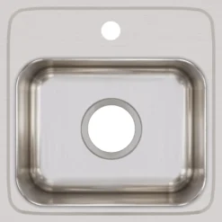Elkay Lustertone 15" Stainless Steel Bar Sink, Lustrous Satin, 1 Faucet Hole, BLR15161
