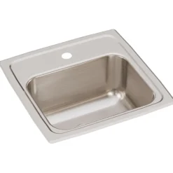 Elkay Lustertone 15" Stainless Steel Bar Sink, Lustrous Satin, 1 Faucet Hole, BLR15161