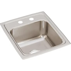 Elkay Lustertone Classic 15" Rectangular Stainless Steel Bar/Prep Sink, 2 Faucet Holes, LRQ15172