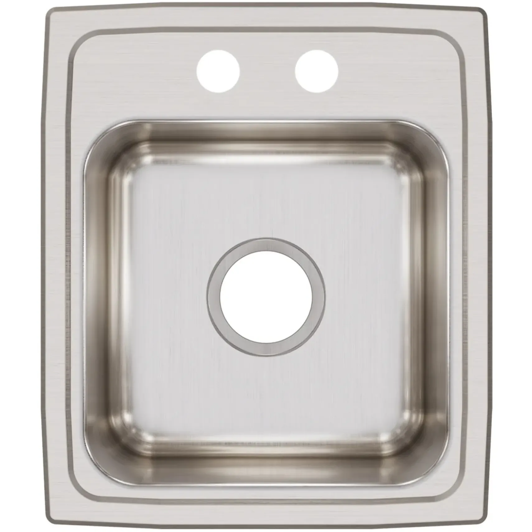 Elkay Lustertone Classic 15" Rectangular Stainless Steel Bar/Prep Sink, 2 Faucet Holes, LRQ15172