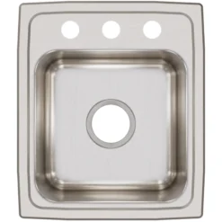 Elkay Lustertone Classic 15" Rectangular Stainless Steel Bar/Prep Sink, 3 Faucet Holes, LRQ15173