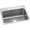 Elkay Lustertone Classic 27" Dual Mount Stainless Steel Kitchen Sink, Lustrous Satin, 5 Faucet Holes, DLSR2722105