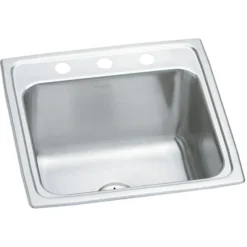Elkay Lustertone Classic 20" Drop In/Topmount Stainless Steel Laundry/Utility Sink, Lustrous Satin, 3 Faucet Holes, DLR191910PD3