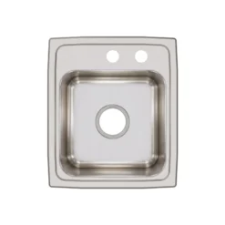 Elkay Lustertone Classic 15" Rectangle Stainless Steel Bar/Prep Sink, Lustrous Satin, MR2 Faucet Holes, LR1517MR2