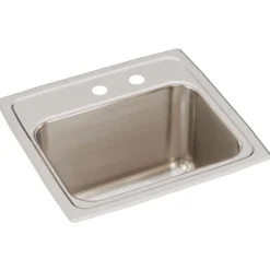 Elkay Lustertone Classic 17" Drop In/Topmount Stainless Steel Kitchen Sink, Lustrous Satin, MR2 Faucet Holes, DLR171610MR2