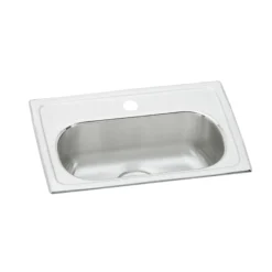 Elkay Lustertone Classic 20" D-Shape Stainless Steel ADA Bar/Prep Sink, Lustrous Satin, 1 Faucet Hole, LMR20131