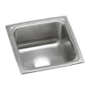 Elkay Lustertone Classic 15" Square Stainless Steel Bar/Prep Sink, Lustrous Satin, 18 Gauge, LFR1515