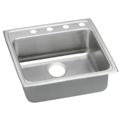 Elkay Lustertone Classic 22" Drop In/Topmount Stainless Steel ADA Kitchen Sink, Lustrous Satin, No Faucet Hole, LRADQ2222500