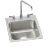 Elkay Lustertone Classic 17" Rectangle Drop In/Topmount Stainless Steel Bathroom Sink Kit with Faucet, Lustrous Satin, 3 Faucet Holes, LH1722C