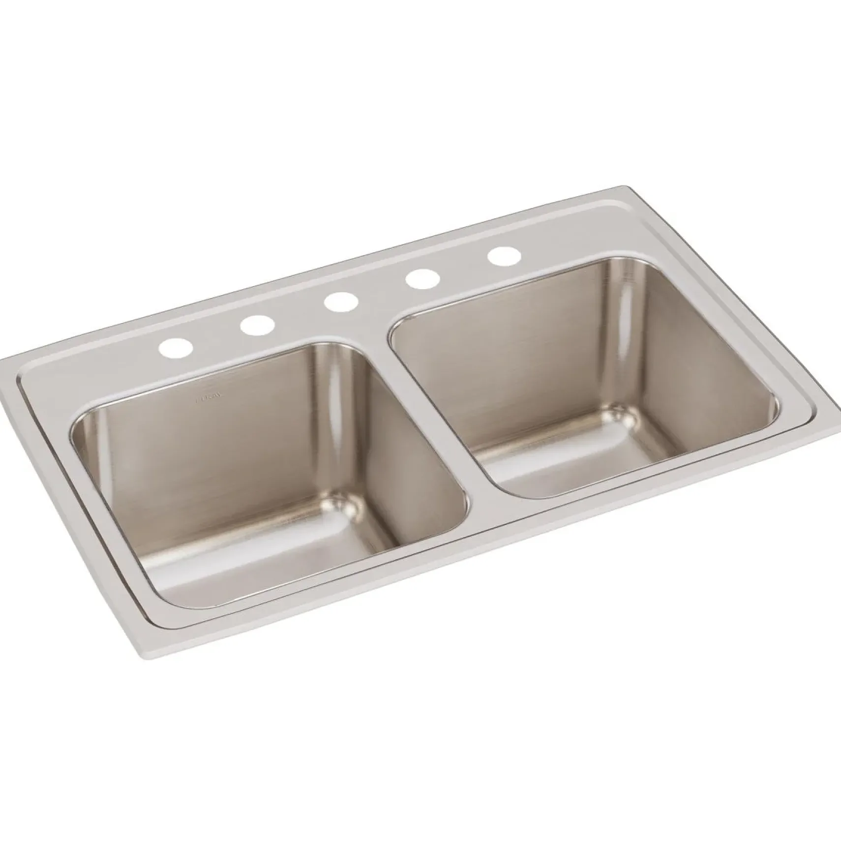 Elkay Lustertone Classic 29" Drop In/Topmount Stainless Steel Kitchen Sink, 50/50 Double Bowl, Lustrous Satin, 5 Faucet Holes, DLR2918105