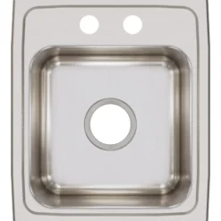 Elkay Lustertone Classic 15" Stainless Steel Bar Sink, Lustrous Satin, 2 Faucet Hole, LR15172