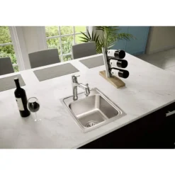 Elkay Lustertone Classic 15" Stainless Steel Bar Sink, Lustrous Satin, 2 Faucet Hole, LR15172
