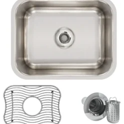 Elkay Lustertone Classic 15" Stainless Steel Bar Sink Kit, Lustrous Satin, ELUH129DBG