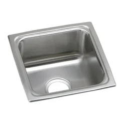 Elkay Lustertone Classic 15" Square Stainless Steel ADA Bar/Prep Sink, Lustrous Satin, 18 Gauge, LFRAD151555