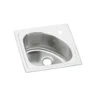 Elkay Lustertone Classic 15" D-Shape Stainless Steel ADA Bar/Prep Sink, Lustrous Satin, 1 Faucet Hole, BLGR15151