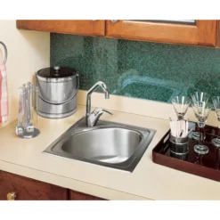 Elkay Lustertone Classic 15" D-Shape Stainless Steel ADA Bar/Prep Sink, Lustrous Satin, 1 Faucet Hole, BLGR15151