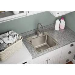 Elkay Lustertone Classic 20" Drop In/Topmount Stainless Steel Laundry Sink, 3 Faucet Holes, DLRQ1919103