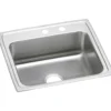 Elkay Lustertone Classic 22" Drop In/Topmount Stainless Steel Kitchen Sink, Lustrous Satin, MR2 Faucet Holes, LR2219MR2