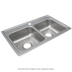Elkay Lustertone Classic 29" Drop In/Topmount Stainless Steel ADA Kitchen Sink, 50/50 Double Bowl, Lustrous Satin, 1 Faucet Hole, LRAD2918551