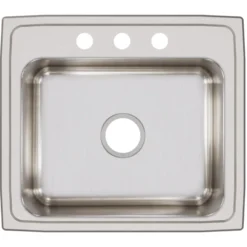 Elkay Lustertone Classic 22" Drop In/Topmount Stainless Steel Kitchen Sink, 3 Faucet Holes, LRQ22193