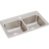 Elkay Lustertone Classic 29" Drop In/Topmount Stainless Steel Kitchen Sink, 50/50 Double Bowl, Lustrous Satin, 1 Faucet Hole, LR29181