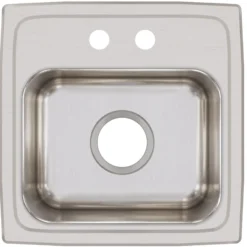 Elkay Lustertone Classic 15" Rectangular Stainless Steel Bar/Prep Sink, Lustrous Satin, 2 Faucet Holes, BLRQ15162