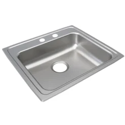 Elkay Lustertone Classic 22" Drop In/Topmount Stainless Steel ADA Kitchen Sink, Lustrous Satin, MR2 Faucet Holes, LRAD221950MR2