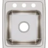 Elkay Lustertone Classic 15" Stainless Steel Bar Sink, Lustrous Satin, 3 Faucet Hole, LR15173