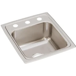 Elkay Lustertone Classic 15" Stainless Steel Bar Sink, Lustrous Satin, 3 Faucet Hole, LR15173