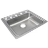Elkay Lustertone Classic 22" Drop In/Topmount Stainless Steel ADA Kitchen Sink, Lustrous Satin, 5 Faucet Holes, LRAD2219505