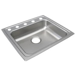 Elkay Lustertone Classic 22" Drop In/Topmount Stainless Steel ADA Kitchen Sink, Lustrous Satin, 5 Faucet Holes, LRAD2219505