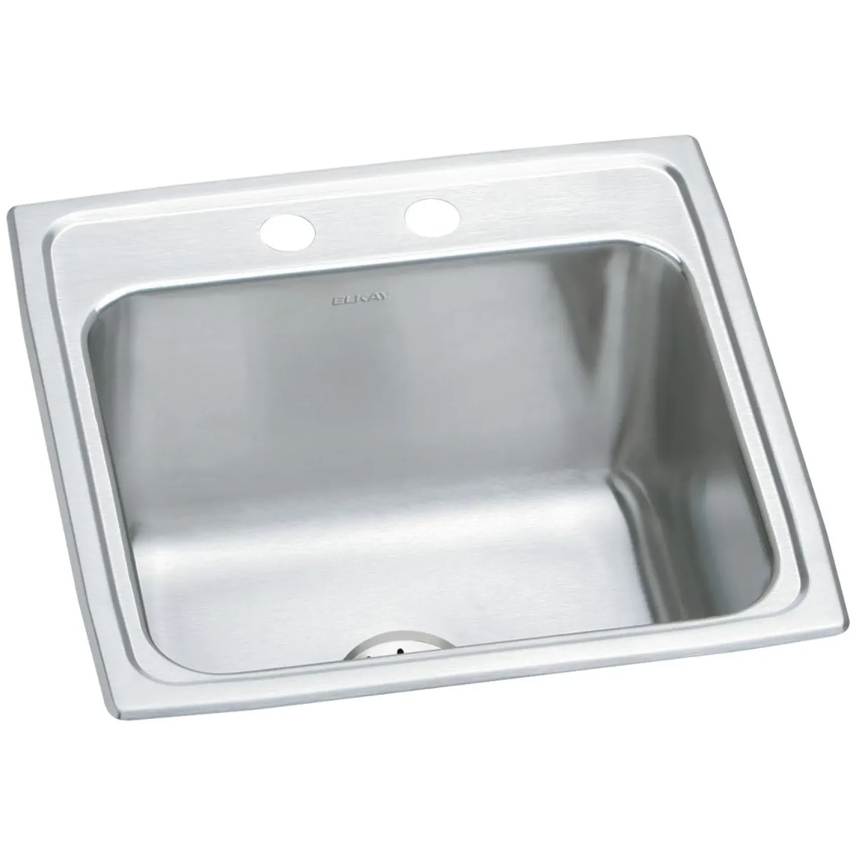 Elkay Lustertone Classic 20" Drop In/Topmount Stainless Steel Laundry/Utility Sink, Lustrous Satin, 2 Faucet Holes, DLR191910PD2