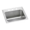 Elkay Lustertone Classic 25" Drop In/Topmount Stainless Steel Kitchen Sink, Lustrous Satin, MR2 Faucet Holes, DLR252110PDMR2