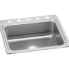 Elkay Lustertone Classic 25" Drop In/Topmount Stainless Steel Kitchen Sink, Lustrous Satin, 5 Faucet Holes, LR25225