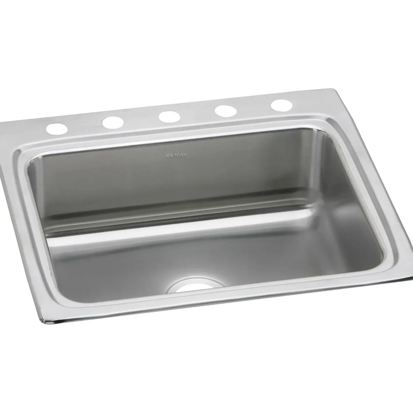 Elkay Lustertone Classic 25" Drop In/Topmount Stainless Steel Kitchen Sink, Lustrous Satin, 5 Faucet Holes, LR25225