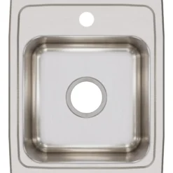 Elkay Lustertone Classic 15" Stainless Steel Bar Sink, Lustrous Satin, 1 Faucet Hole, LR15171