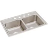 Elkay Lustertone Classic 29" Drop In/Topmount Stainless Steel Kitchen Sink, 50/50 Double Bowl, Lustrous Satin, 4 Faucet Holes, LR29184
