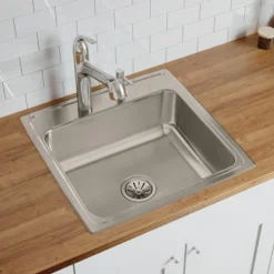 Elkay Lustertone Classic 22" Drop In/Topmount Stainless Steel Kitchen Sink, 3 Faucet Holes, LRQ22223