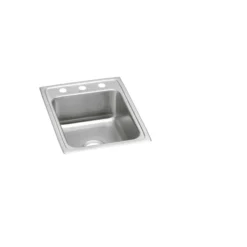 Elkay Lustertone Classic 17" Drop In/Topmount Stainless Steel ADA Kitchen Sink, Lustrous Satin, MR2 Faucet Holes, LRAD172255MR2