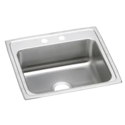 Elkay Lustertone Classic 22" Drop In/Topmount Stainless Steel ADA Kitchen Sink, Lustrous Satin, MR2 Faucet Holes, LRAD221940MR2