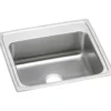 Elkay Lustertone Classic 22" Drop In/Topmount Stainless Steel Kitchen Sink, Lustrous Satin, No Faucet Hole, LR22190