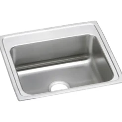 Elkay Lustertone Classic 22" Drop In/Topmount Stainless Steel Kitchen Sink, Lustrous Satin, No Faucet Hole, LR22190