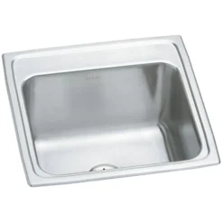 Elkay Lustertone Classic 20" Drop In/Topmount Stainless Steel Laundry/Utility Sink, Lustrous Satin, No Faucet Hole, DLR191910PD0