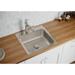 Elkay Lustertone Classic 22" Stainless Steel Kitchen Sink, 18 Gauge, Lustrous Satin, 4 Faucet Hole, LR22224