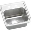 Elkay Lustertone Classic 15" Rectangular Stainless Steel Bar/Prep Sink, Lustrous Satin, MR2 Faucet Holes, BLRQ1516MR2